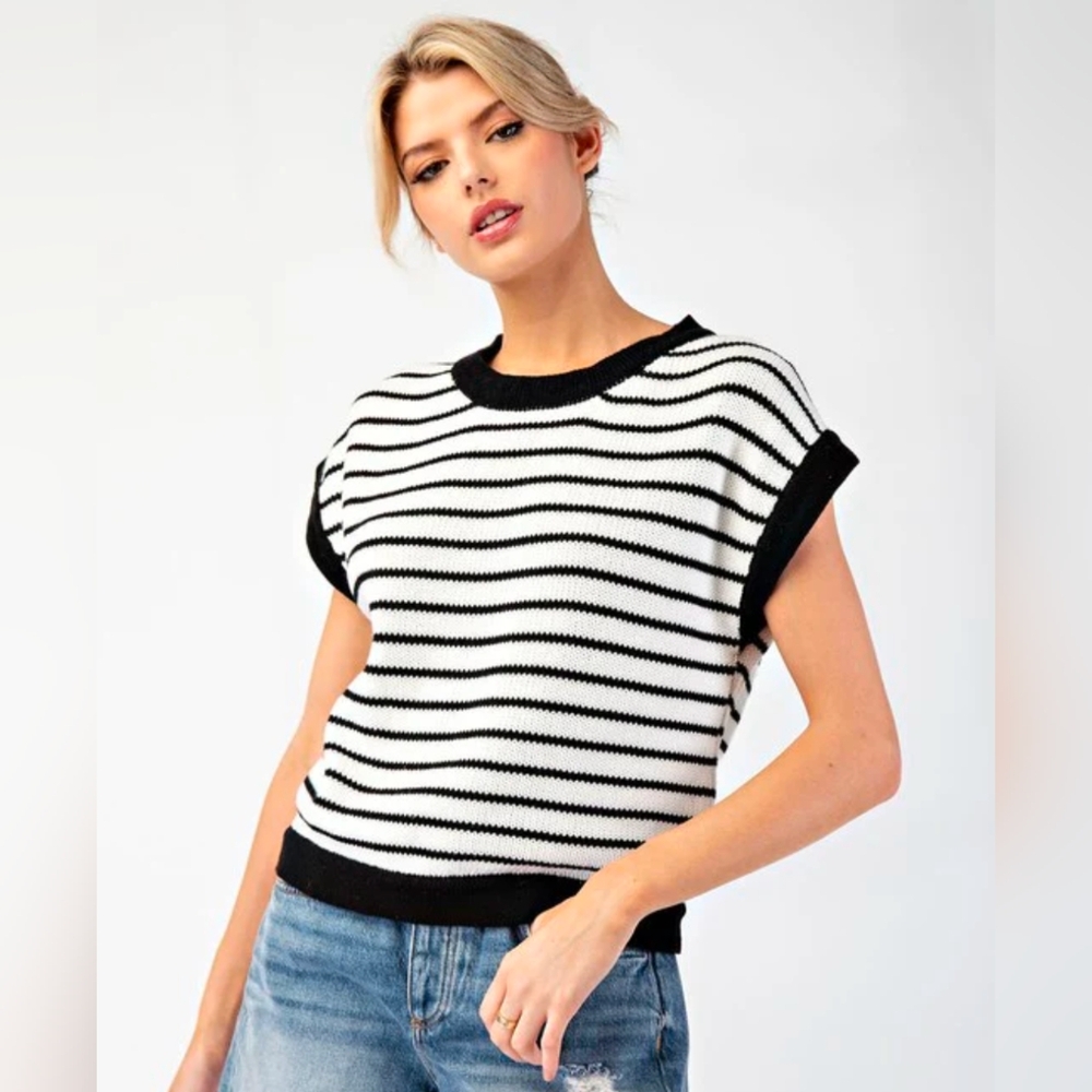 Black and White Striped Sweater